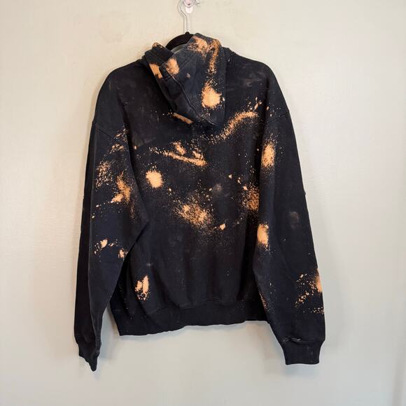 Champion Eco Authentic Hoodie Men XL Black Bleach Tie Dye Gym Workout Sweatshirt - Picture 2 of 7